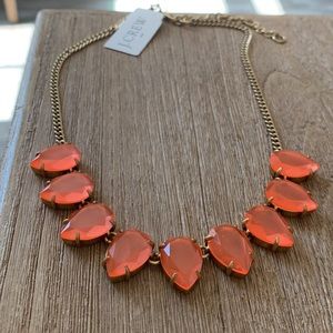 NWT J. Crew Statement Necklace - Gold toned with orange/pink